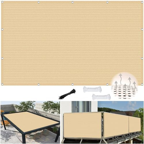 Tenda parasole 3,4 x 3,5 m, protezione dai raggi UV, tessuto traspirante, design rinfrescante, resistente al vento, per serra, piante, fiori, sabbia, vela ombreggiante, con fascette