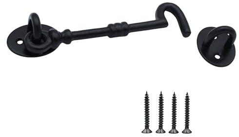 Keypak Dekorativer Kabinenhaken, 150 mm (L), antikes schwarzes Finish, perfekt für die Sicherung von Toren, Türen und Gartenhäusern, starke und langlebige Materialien, einfach zu installieren