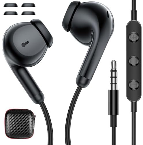 ASKUBSKU Auriculares con Cable para Xiaomi Redmi Note 14 13 12S 11, estéreo Auriculares de 3,5 mm con micrófono para Samsung A15 A16 A14 Galaxy A25 5G A23 Moto G Redmi 14R 13C Poco X6 C75 C65