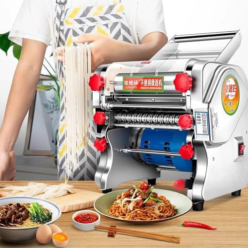 Fresca Máquina para Hacer Pasta Eléctrica 550W/750 W,espaguetis frescos caseros,con cortador (Varios tamaños disponibles), para fideos/espaguetis,RollerWidth18cm-KnifeWidth18mm