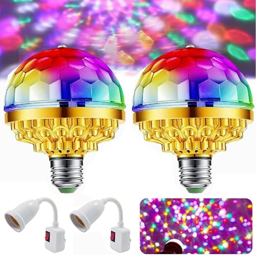 2 Stück Mini Discokugel,LED Discolampe,Discokugel Partylicht,360° Rotierende Discokugel,Disco Licht Party Lichter,Disco Deko Licht,Stimmungslicht Party Deko für Geburtstagsparty