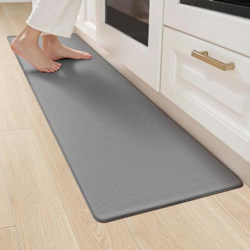 LEKEEPGO PVC Kitchen Rug 44x150cm, Kitchen Mats Non Slip Washable, Anti Fatigue Kitchen Floor Mats, Waterproof Carpets Runner, Wipeable Rugs for Hallway, Laundry Room, Grey