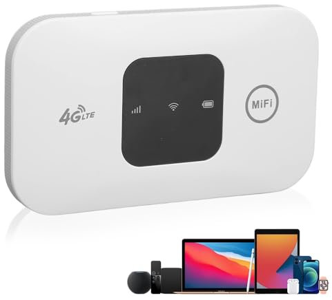 WDKXCN Portable WiFi Router, 4G LTE Portable WiFi Hotspot with 150Mbps Speed, Mobile Wi-Fi with SIM Card Slot, Network Smart Router Internet Up To 10 Users for Phone Computer Laptop