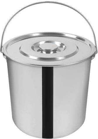 Secchio con coperchio in acciaio inox, secchio per la spazzatura, secchio per il latte in acciaio inox, con coperchio, per la conservazione in cucina, irrigazione da giardino (20 l)