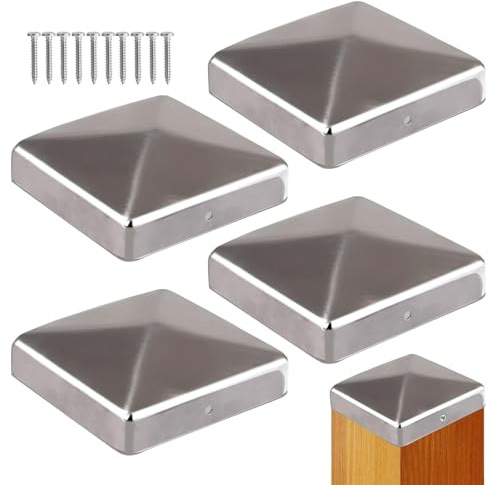 Tapas para postes de 10 x 10 cm, 5 unidades, de metal, forma piramidal, para postes de madera, con tornillos