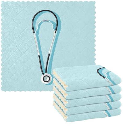 KLL Kitchen Dish Towels 6 Pack Dish Hand Towels for Household Cleaning and Drying 11x11In Doctors Day Scalpel