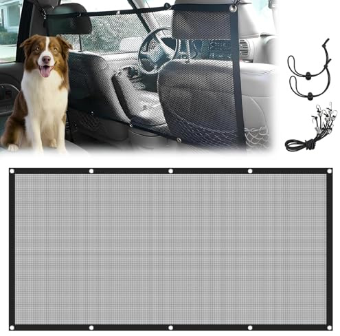 HIAHXC Hundenetz Auto 115 x 62 cm,Kofferraum Netz Auto mit Haken und Verstellbares Seil Einstellen,Gepäcknetz Trennnetz Kofferraum Netz für Hunde Haustier Barrier Sicherheitsnetz