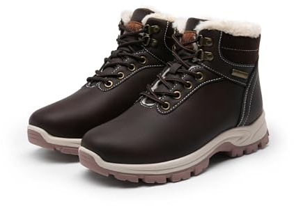 DREAM PAIRS Women's Snow Boots Winter Boots for Women Ankle Boots Warm Fur Lined Waterproof Lightweight Walking Boots Outdoor Indoor Booties,Size 6,Brown,SDSB2411W