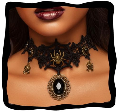Fashband Halloween-Halskette mit Kristallanhänger, Gothic-Halskette, Modeschmuck für Damen