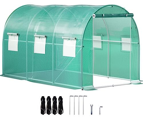 Invernadero sin llamar 3,7x2 m Túnel Maceta Tienda de cultivo Marco galvanizado 12 x 7 x 7 pies Planta portátil Casa caliente