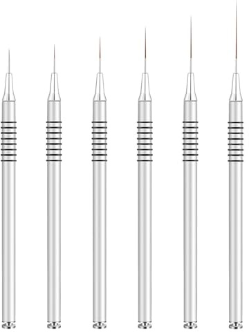 Xynovate Nagelkunstpinsel, Nagel Pinsel Dünn, Nagelkunst Liner Pinsel, Malerei Kunst Design Pinselset für lange Linien, Feines Zeichnen, DIY Nail Art Salon und Heimgebrauch(Silver)