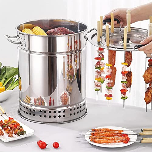 Barbecue verticale da appendere stufa affumicatore a carbonella barbecue barbecue grill – in acciaio inox barbecue griglia barile a rete – cestino rotante
