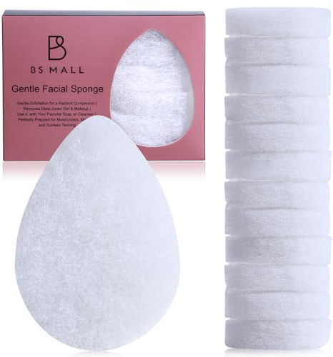 BS-MALL Facial Sponge 12 Pcs – Exfoliating Face Scrubber for Deep Cleansing, Removes Blackheads, Reusable Design, Perfect for Skin Care Routine (Ordinary Texture)