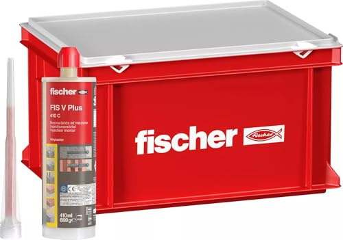 Fischer FIS V PLUS 410C - Ancorante Chimico Strutturale per Calcestruzzo e Muratura,Box 16 Cartucce da 410 ml con 32 Miscelatori, per Pistola da Silicone, Resina Ibrida ad Alte Prestazioni