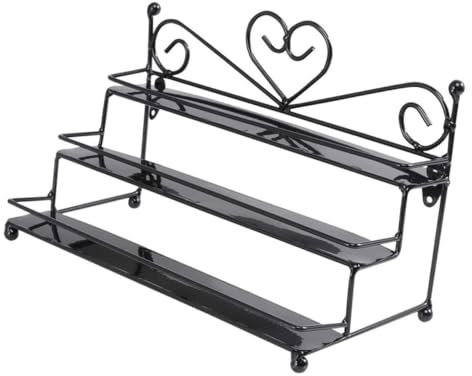 LIFKOME Vintage Black Iron Multi-layer Nail Polish Display Rack with Railings Stable Wall-mounted Makeup Organizer Shelf for Cosmetics Tabletop Nail Enamel Storage Holder