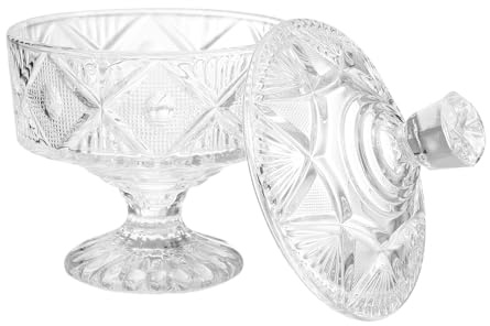 BESTYASH Pot à bonbons en cristal avec couvercle - Durable et compact - Pour mariage, fête et collation - Convient à un usage alimentaire et sûr