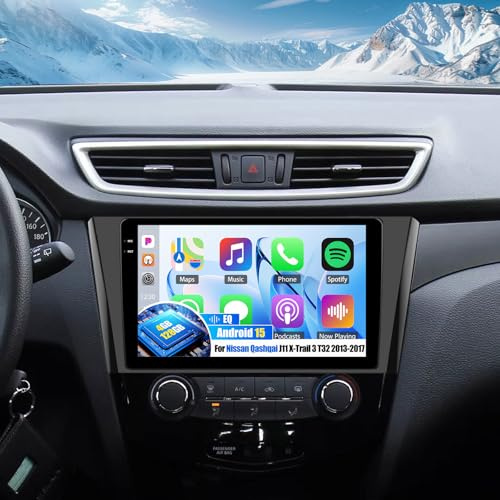 OiLiehu 4G+128G Android 15 Car Stereo for Nissan Qashqai J11 X-Trail 3 T32 2013-2017 with Wireless CarPlay Android Auto, 10.1'' Touchscreen with WiFi GPS Mirror Link Bluetooth FM RDS EQ SWC Camera