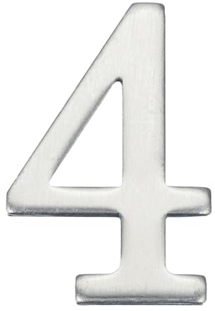 sourcing map House Numbers for Outside, 1.85 Inch Self Adhesive Aluminum Alloy Mailbox Decor Number Stickers for Apartment Office Hotel Room Door Signs(Number 4)