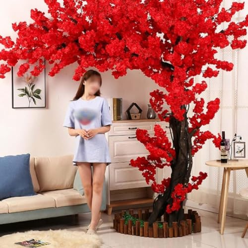Generisch Kirschblütenbaum Künstlich Kunstbaum Kirschblüte Indoor Outdoor Für Zuhause Hochzeit Party Garten,Rot,59.06in * 47.24in