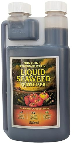 Seaweed Fertiliser Organic Liquid – All-Purpose Plant Feed for Flowers, Vegetables, Lawns & Houseplants – Sunshine Renewables UK (500ml)