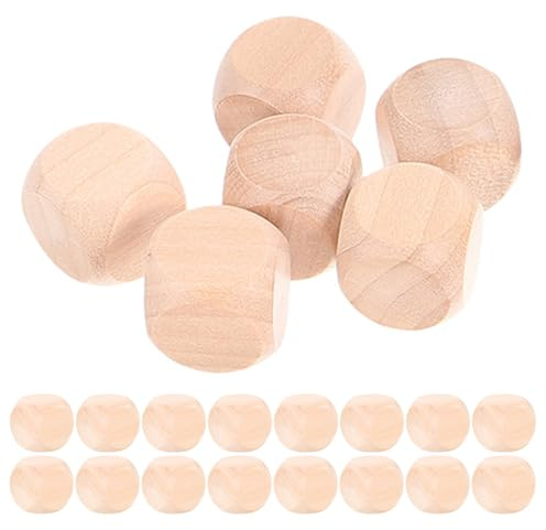 CLISPEED 50pezzi Cubi in Legno Non Finiti Vuoti per Giochi da Tavolo Dadi Fai da Te Materiali per Artigianato in Legno Blocchi Quadrati per Progetti Creativi