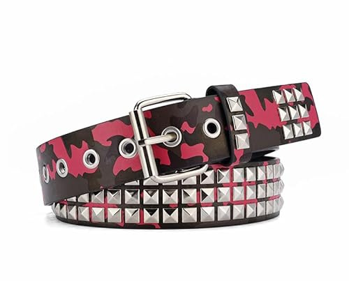 YongXinMY Y2K Ceinture punk cloutée pour homme et femme – Rivet en métal Emo Grunge Ceinture réglable durable anti-corrosion Clous carrés pour jeans Streetwear Hip-Hop tenue, #9, 110 cm