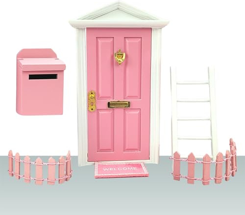 Porte de Maison de - Porte d'elfe Miniature - Kit de décoration Murale avec clôture d'échelle, Tapis de Sol de boîte aux Lettres - Mini décorations de Maison de pour Chambre d'enfant