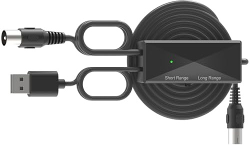 TV Ariel Boosters mit Lang- und Kurzbereichskontrollschalter - USB-Stromkabel 1m und TV-Anschlusskabel 0,3m - Kompakter Booster Antennenverstärker für stabilen Empfang00