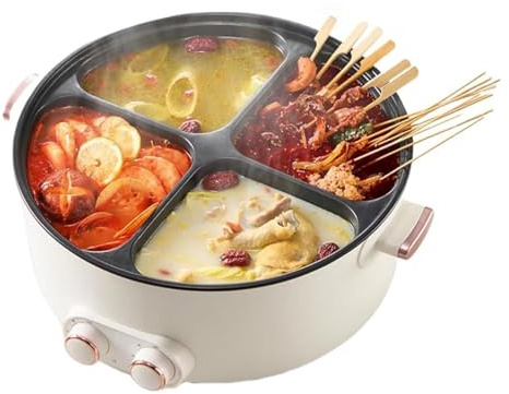 Pentola elettrica da 6 litri, con divisorio, facile da pulire, con funzioni di sicurezza intelligenti, perfetta per feste in casa