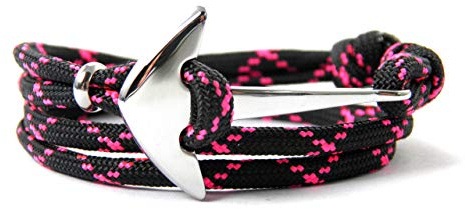 HanseCharms-Maritimes Surfer Edelstahl Anker Armband- Paracord-Anker Armband-Edelstahl Anker Armband-Unisex-Wickelarmband-Geschenk