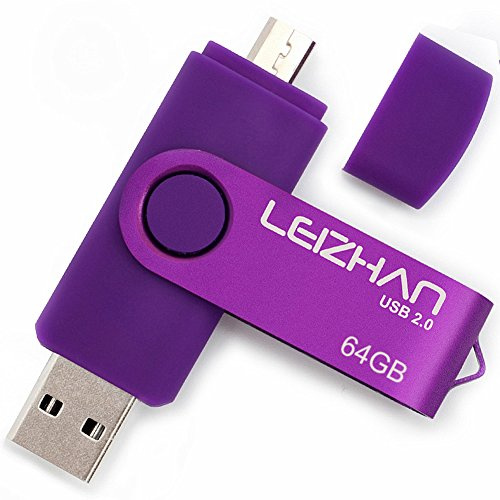 leizhan 64GB USB Memory Stick OTG(On the Go) Dual Port(USB 2.0 & Micro) USB Pendrive Flash Drive For Android Smart Phone Tablet PC Purple