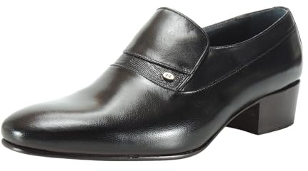 Calzados Romero 0096 Zapato de Tacón Cubano de 4CM para Hombre Suela o Piso de Cuero Negro Talla 42
