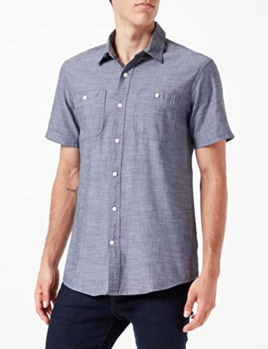 Amazon Essentials Men's Kortärmad Chambray-skjorta, Grå, XL