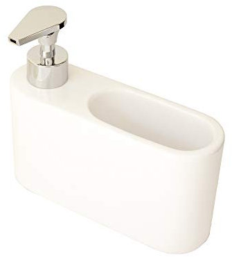 Kook Time Spülmittelspender für Küche, Weiß Keramik Seifenspender, Spüli Spender, Spülspender und Soap Dispenser, Ideal als Spülmittel Spender für Küche, 18 x 6 x 15.8 cm