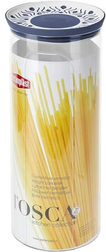 Stefanplast Blu, Barattolo Tondo ermetico Linea Tosca, Palace, per Alimenti, Bianco, 2.2, 12x28h cm, Resina, 2,2 lt