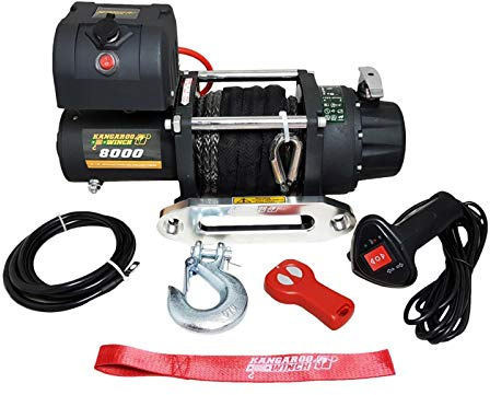 Elektrische Seilwinde Kangaroo Winch (früher PowerWinch) 8000 SR 12V 3628 Kunststoffseil Synthetik kg 4x4 Pannenhilfe