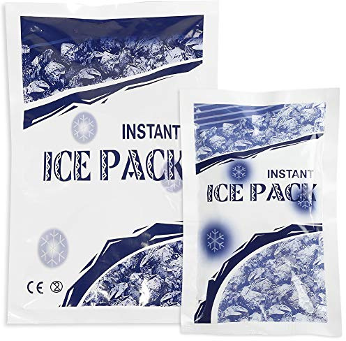 LotFancy Instant Ice Pack, 12PCS Disposable Cold Packs, Cold Therapy Compress for Emergency First Aid, Sports Injuries, Swelling, Toothaches, Sprains, 6 Small and 6 Large