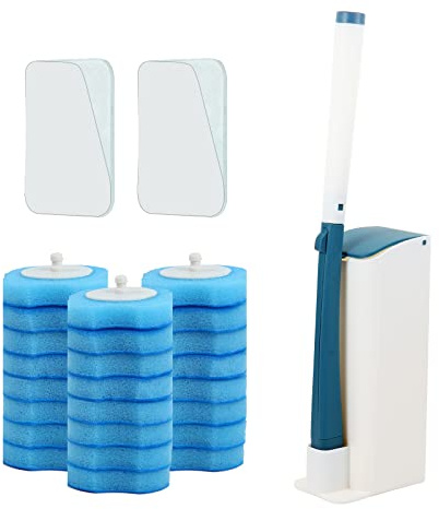 Mu Mianhua Kit di scopino per WC con supporto, sistema di pulizia WC con testine di ricarica usa e getta, 24 pezzi