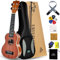 EASTROCK Ukulele soprano per principianti Kit per ukulele in legno sapele da 21 pollici con borsa addensata, accordatore, cinturino, corda di carbonio, set di panno per la pulizia