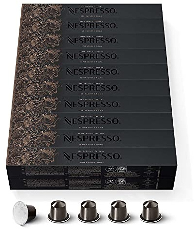 Nespresso Original - Assortiment Café Roma - 200 Capsules Café | Compatible avec machines Nespresso Original - Extraction Ristretto ou Espresso - Permet de préparer un Cappuccino
