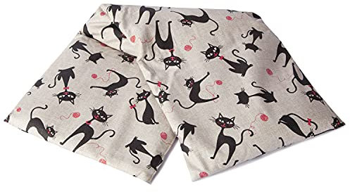 Dinkelkissen 50x20cm groß 3-Kammer - Katze-Mimi - Körnerkissen Dinkel - Wärmekissen für Mikrowelle & Backofen (20x50 cm)