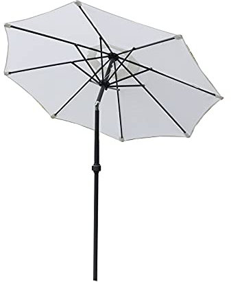 JLXJ Parasol Petits Parasols Blancs avec Inclinaison et Manivelle, Parasol de Table de Marché Extérieur, Tissu UV50+ Résistant À La Décoloration, Piscine/Plage/terrasse Parasol