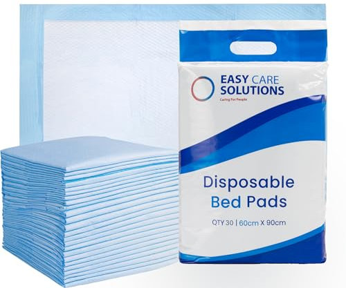 60 x Easy Care Solutions 60 x 90 cm Premium Disposable Incontinence Bed Pads | High Absorbency Underpads, Bed Mats, Mattress Protectors, Incontinence Pads |2 Packs of 30