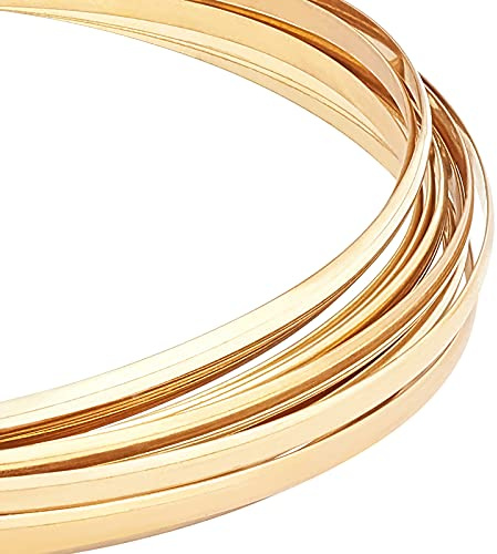 BENECREAT Halbrunder Messingdraht, 5mx4mm Schmuckperlendraht 1mm Dick | Blumendraht, Flacher Goldkupferdraht Für Schmuck Herstellung, Häkeln, DIY Handwerksarbeit, Blumensträuße, Binden