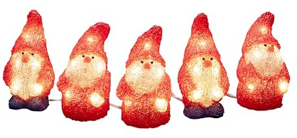 Konstsmide LED Acryl Weihnachtsmann, 5er-Set, 40 warm weiße Dioden, 24V, Außen (IP44), weißes Kabel - 6240-103
