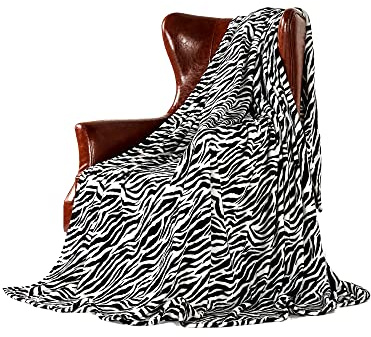 DREAMLANDING Manta de forro polar para sofá, cama, silla, suave, colorida, de gran tamaño, decorativa, ultra afelpada (150 x 230 cm, cebra)