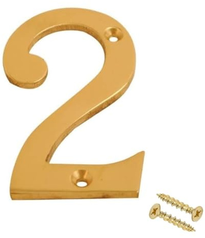 Numéros de porte en laiton à visser de 7,6 cm - Numéros de porte élégants et audacieux - Convient à tous les types de portes, y compris le bois uPVC et le numéro composite 2.