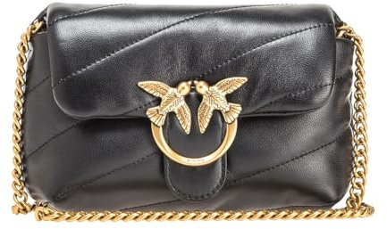 Borsa a tracolla pinko love baby puff - pelle nero - uni