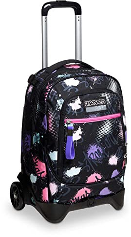 Seven TROLLEY Rucksack mit Trolleyfunktion, 3 in 1, Schulranzen mit Rollen, Abnehmbarer Rucksack, ab 1. Klasse, für Schule, Gymnasium, Reisen&Freizeit, Mädchen&Jungen, rosa, NEW TECH PINKYPOIS GIRL