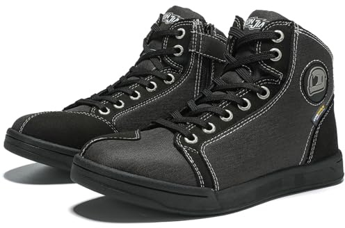 IRON JIA'S Motorradschuhe Herren Damen Motorradstiefel CE-konform | rutschfeste atmungsaktive Street-Casual-Biker-Boots seitlichen Reißverschlüssen Knöchelstütze und Schaltkissen Schwarz 42